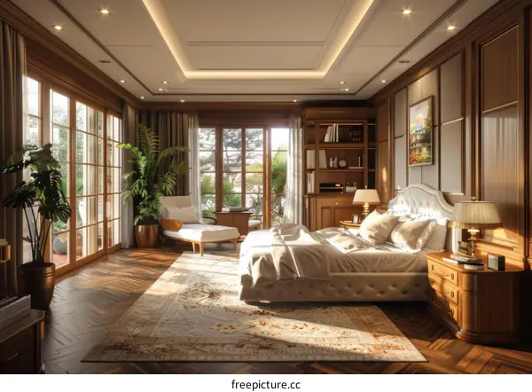 Elegant Luxury Bedroom with Exquisite Woodwork