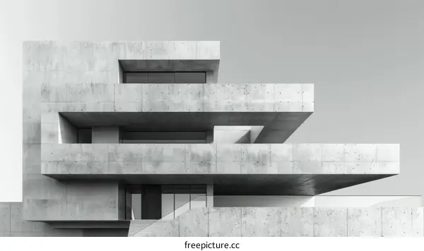 Black and white concrete building with large windows