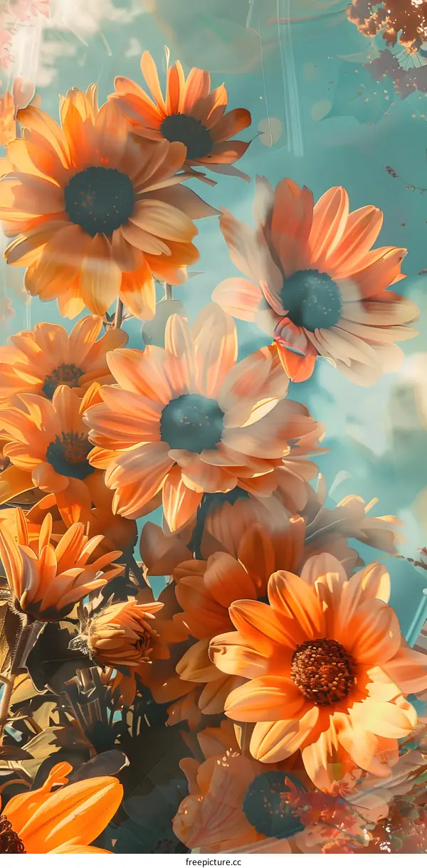 Orange Flower Bouquet with a Vintage Filter