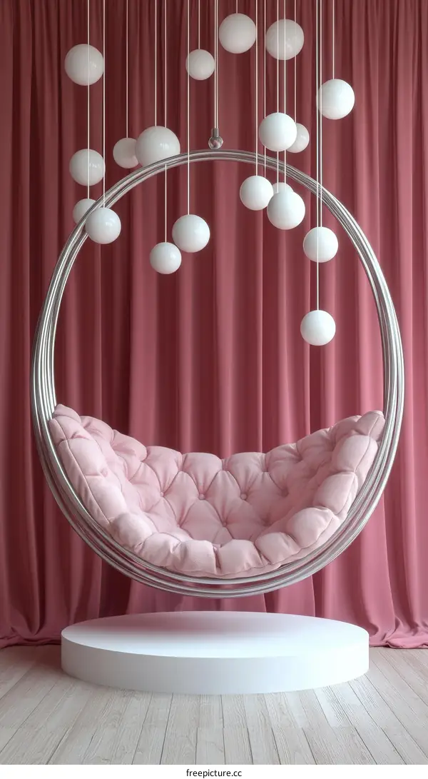 Pink Hanging Chair with Light Fixture