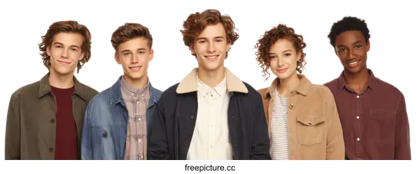 [Transparent Background PNG]Group Portrait of Diverse Teenagers