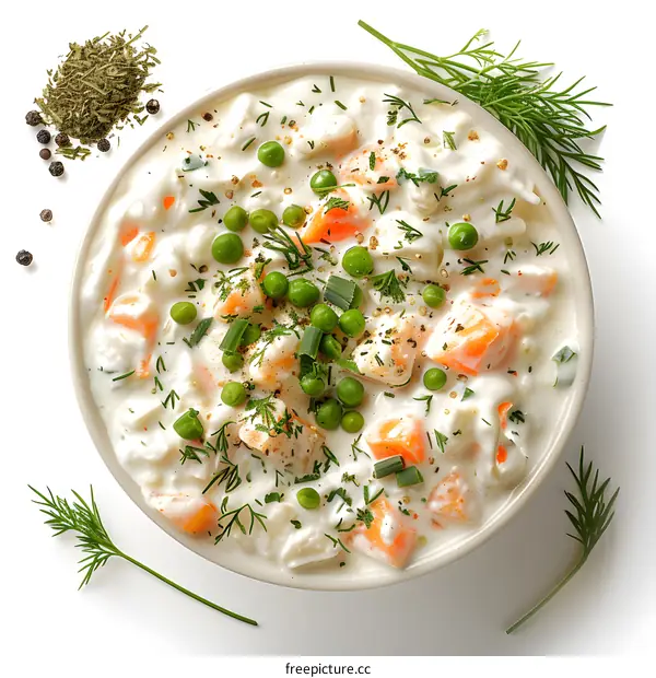 Creamy fish soup with vegetables