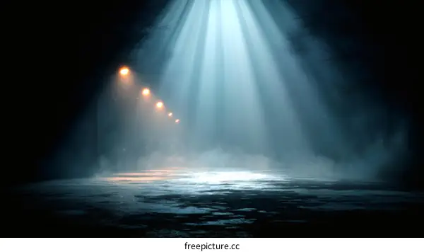 Spotlight on an Empty Dark Road Illustrative Scene