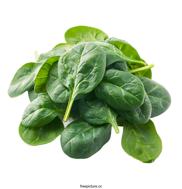 [Transparent Background PNG]Fresh spinach leaves on white