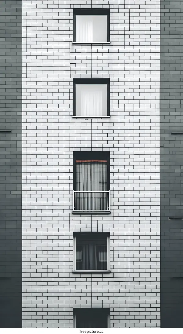 White Brick Wall Building With Windows