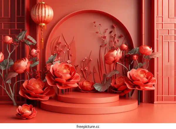 Red Chinese New Year Floral Display