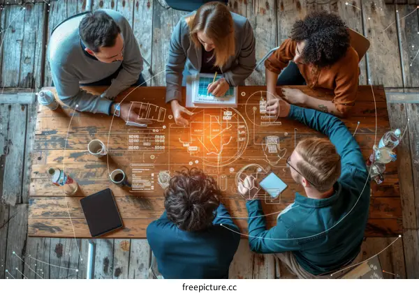 Multi-ethnic business team brainstorming