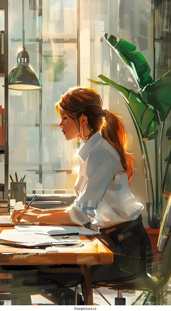 girl sitting at desk writing in notebook