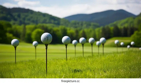 Golf Balls on a Tee Ready to Swing