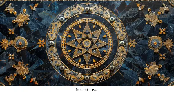 Mesmerizing Blue and Gold Mandala