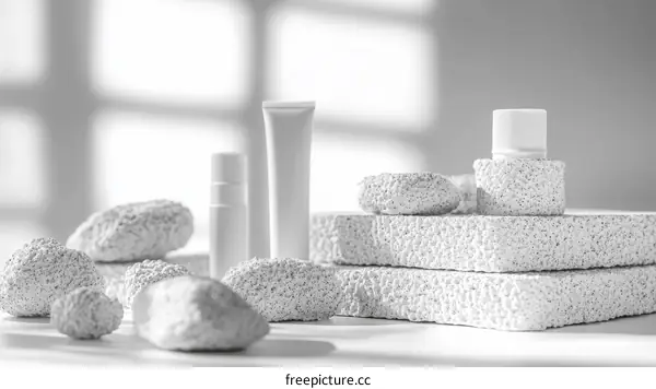 Minimalist Cosmetic Display with White Stones