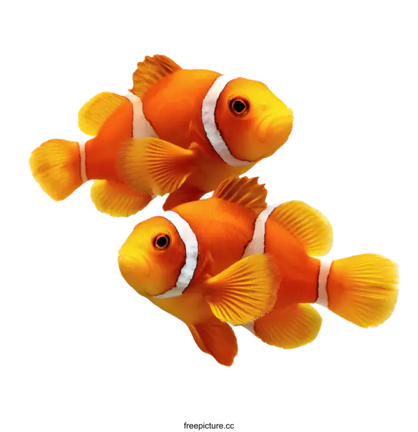 [Transparent Background PNG]Two Clownfish in Coral Reef