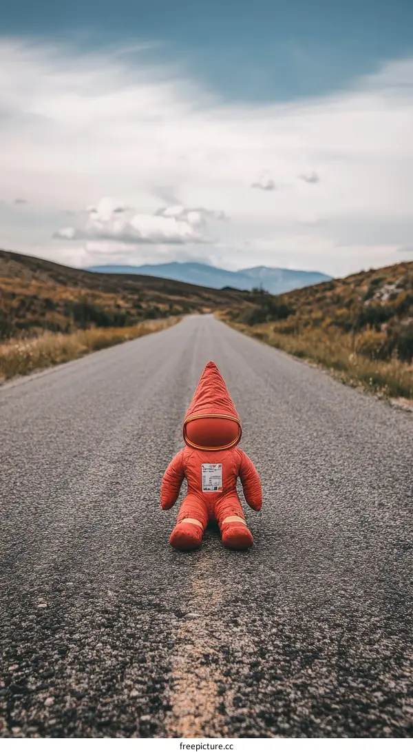 Lonely Figure on a Long Empty Road