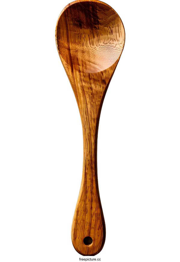 [Transparent Background PNG]A wooden spoon with a long handle.