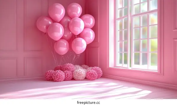 Pink Room with Balloons and Decorations