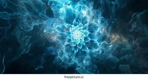 Blue and white abstract fractal flower