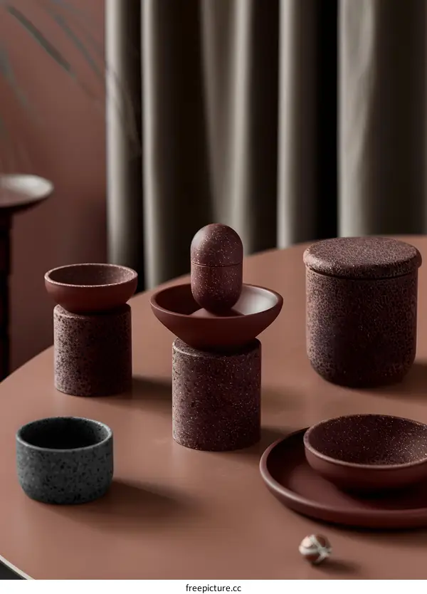 Red And Grey Terrazzo Tabletop Decor