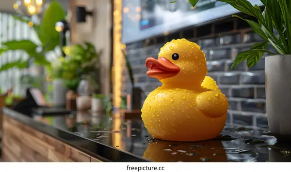 Yellow Rubber Duck on Table