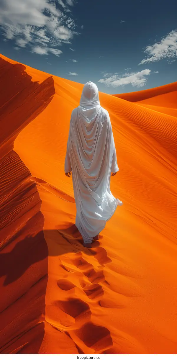 A person walking in the desert
