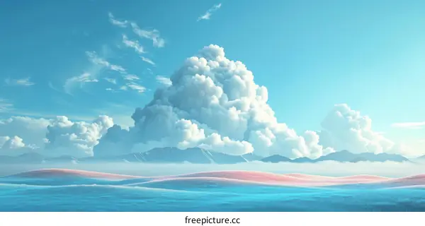 A Beautiful Cloud Sky Over a Pastel Landscape