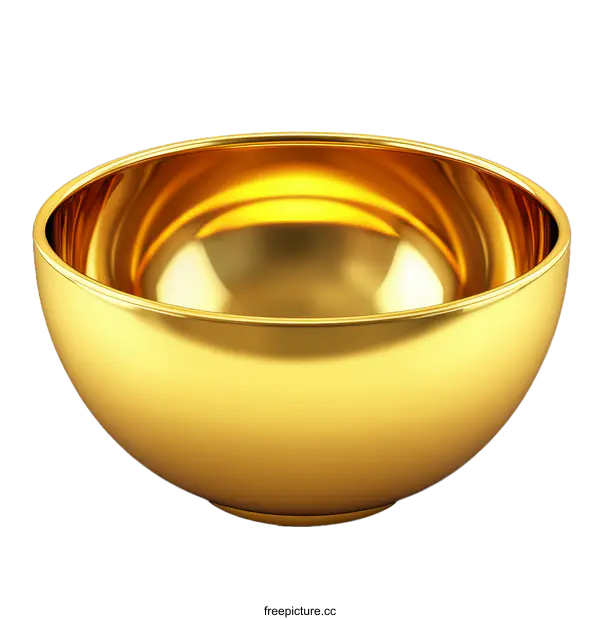 [Transparent Background PNG]Golden Empty Bowl Illustration