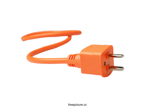 [Transparent Background PNG]Orange Electrical Plug with Cable