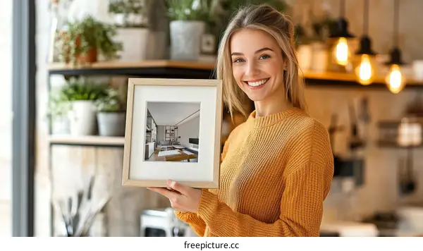 Woman Presenting Interior Design Photo