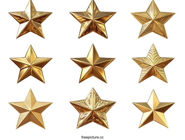 [Transparent Background PNG]Golden Stars on White Background