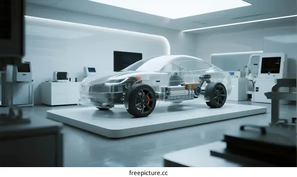 Transparent Electric Vehicle in Modern Technology Laboratory