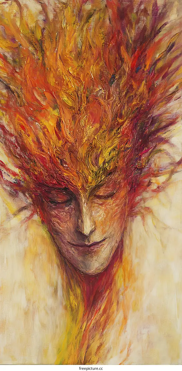 Abstract Painting of a Woman with Flame Hair