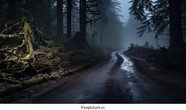 The road through the dark forest