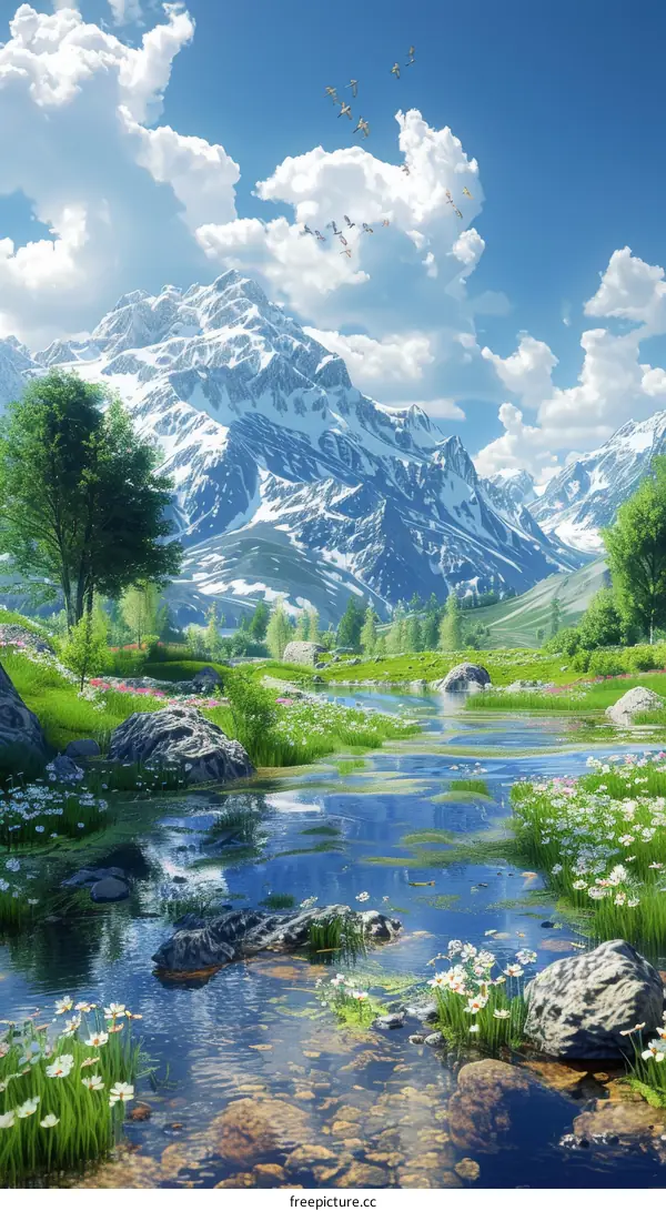 mountain stream in a valley