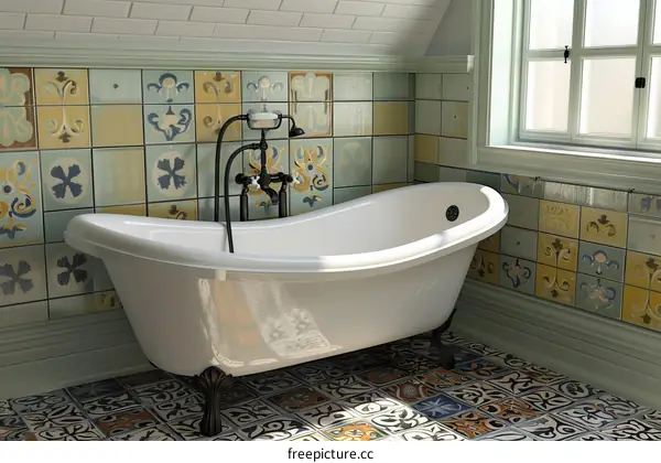 Vintage Retro Bathroom with Mosaic Tiles