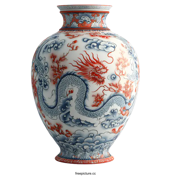 [Transparent Background PNG]Traditional Chinese Dragon Ceramic Vase