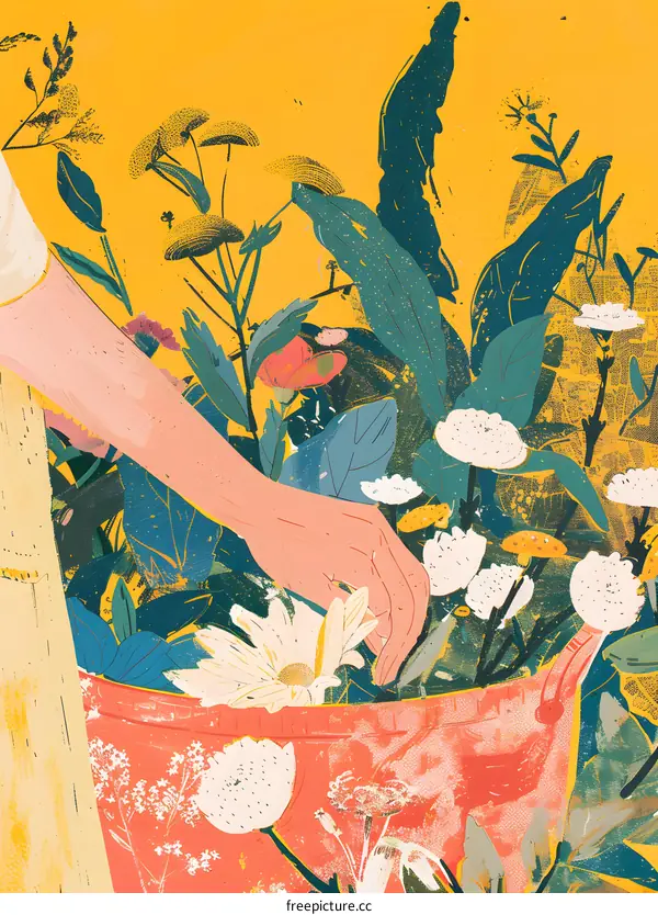 Hand Picking Flowers in a Garden