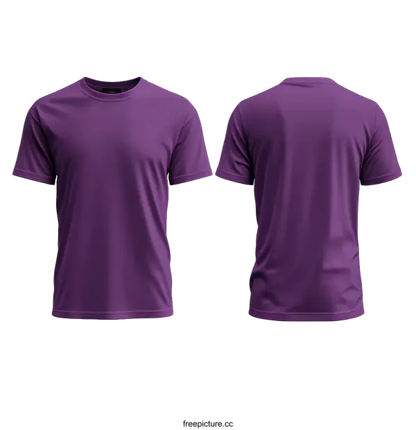 [Transparent Background PNG]Purple T-Shirt Mockup Front and Back View