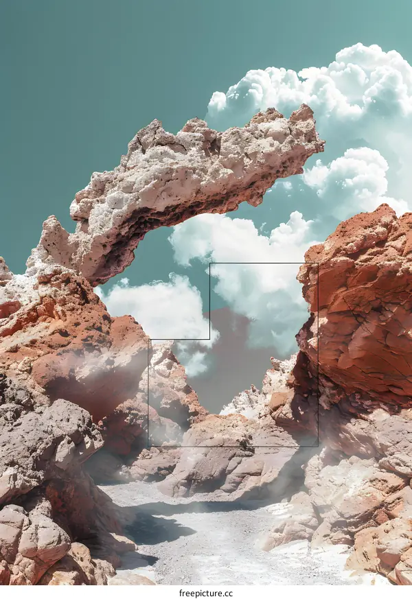 Abstract Landscape With Rock Formations and Clouds