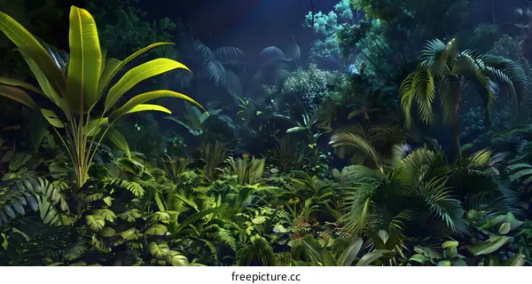 Tropical Rainforest Night Scene