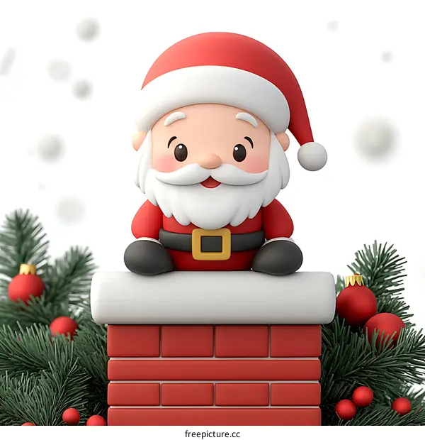 Cute Santa Claus on Chimney Christmas Illustration