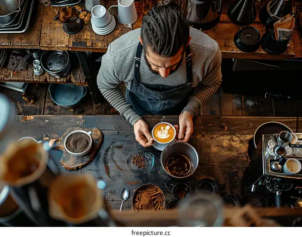 Barista making coffee