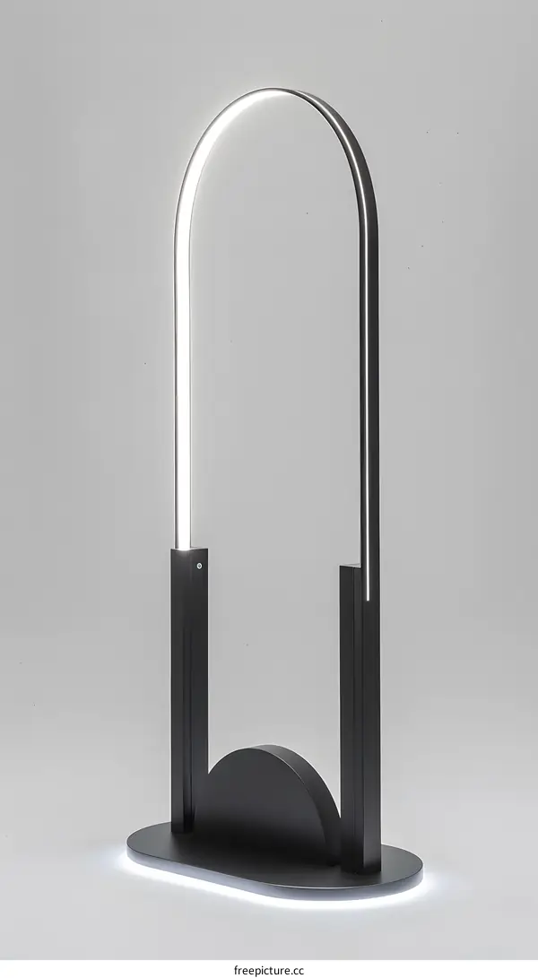 Modern Black Arc Floor Lamp with White LED Light