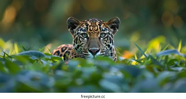 A jaguar in the jungle