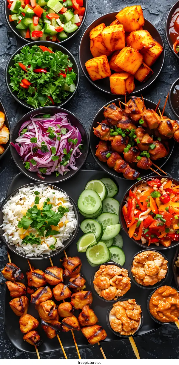 A variety of delicious Indonesian food