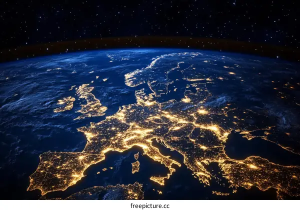 Europe Night Lights from Space