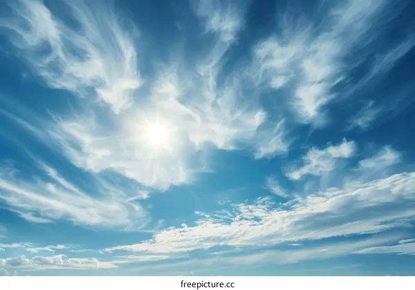 Cirrus clouds in the blue sky