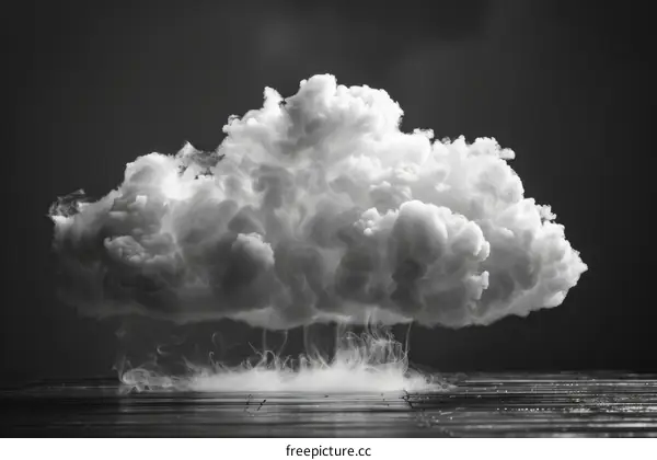 Abstract Smoke Art: White Cloud Billowing Over Dark Surface