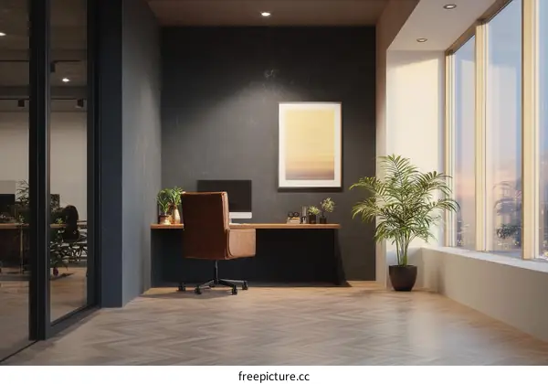 Modern Minimalist Corner Office Interior Design