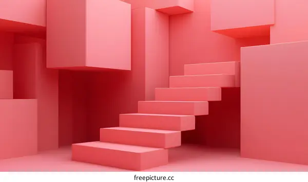 Abstract Pink Staircase Minimalist Background