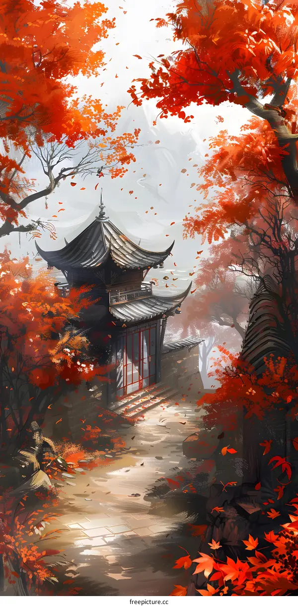 Autumnal Landscape with Chinese Pagoda