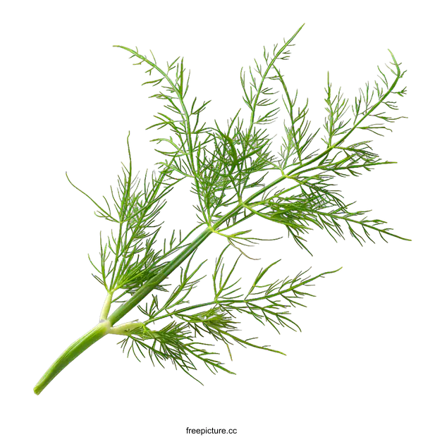 [Transparent Background PNG]Fresh Green Dill Sprig Isolated on White Background